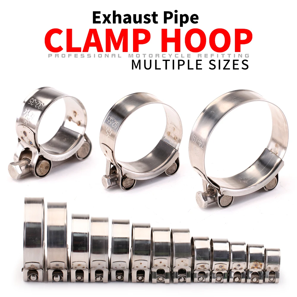 Motorcycle Stainless Steel 304 Single Exhaust Pipe Clamp Powerful Hose Clip For Slip-on Exhaust Muffler Silencer Car Accessories