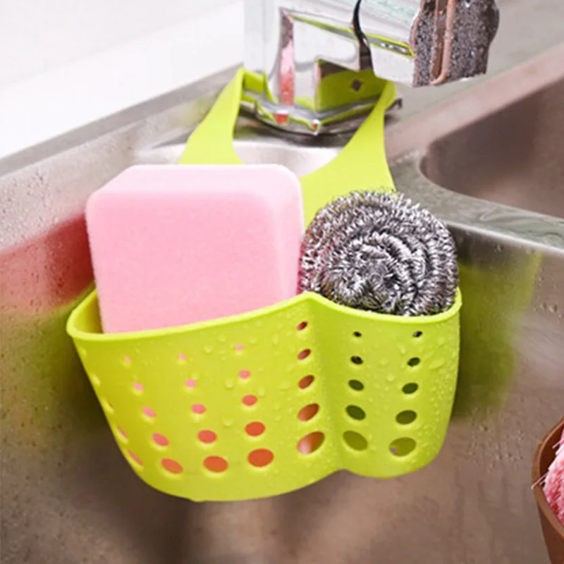 

1pcs Adjustable Snap-on Faucet Storage Basket Kitchen Sink Rack Sponge Drain Rack