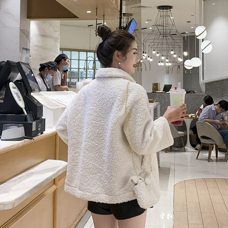 Женская зимняя утолщенная куртка из искусственного меха свободное повседневное