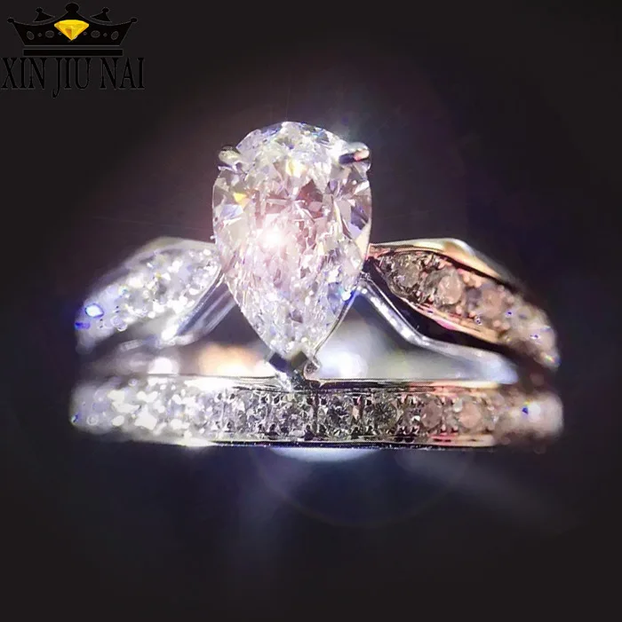 Роскошные грушевидные обручальные кольца с камнями для женщин заполненные белым