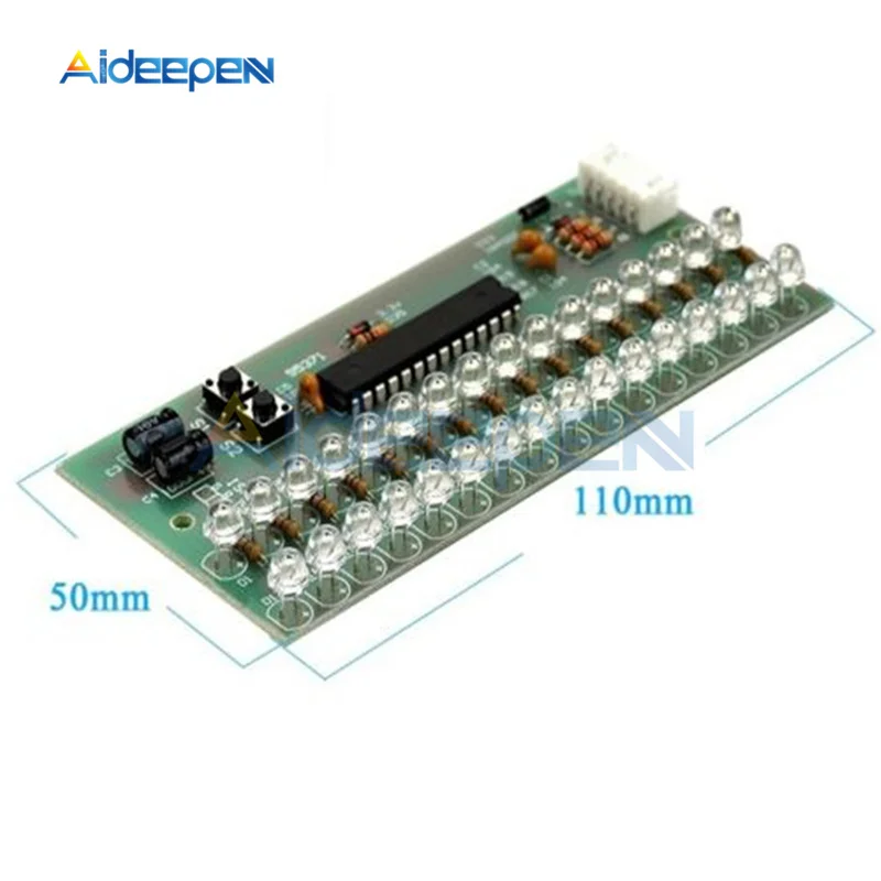 Yellow DC 8 V-12 V 16 Светодиодный двухканальный MCU Регулируемый Дисплей узор светодиодный VU измеритель уровня индикаторный усилитель аудио Музыка выравнивания модуль - Цвет: Yellow