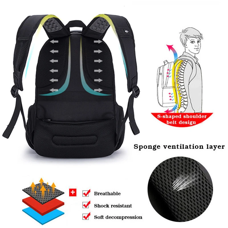 Вместительный рюкзак 40 л для мужчин многослойный Карманный деловой ранец с