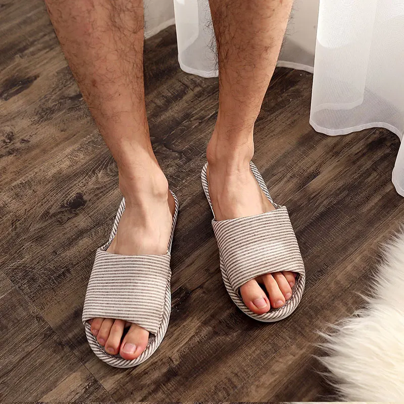 Осенние мужские домашние тапочки из конопли бамбуковые стельки сланцы для