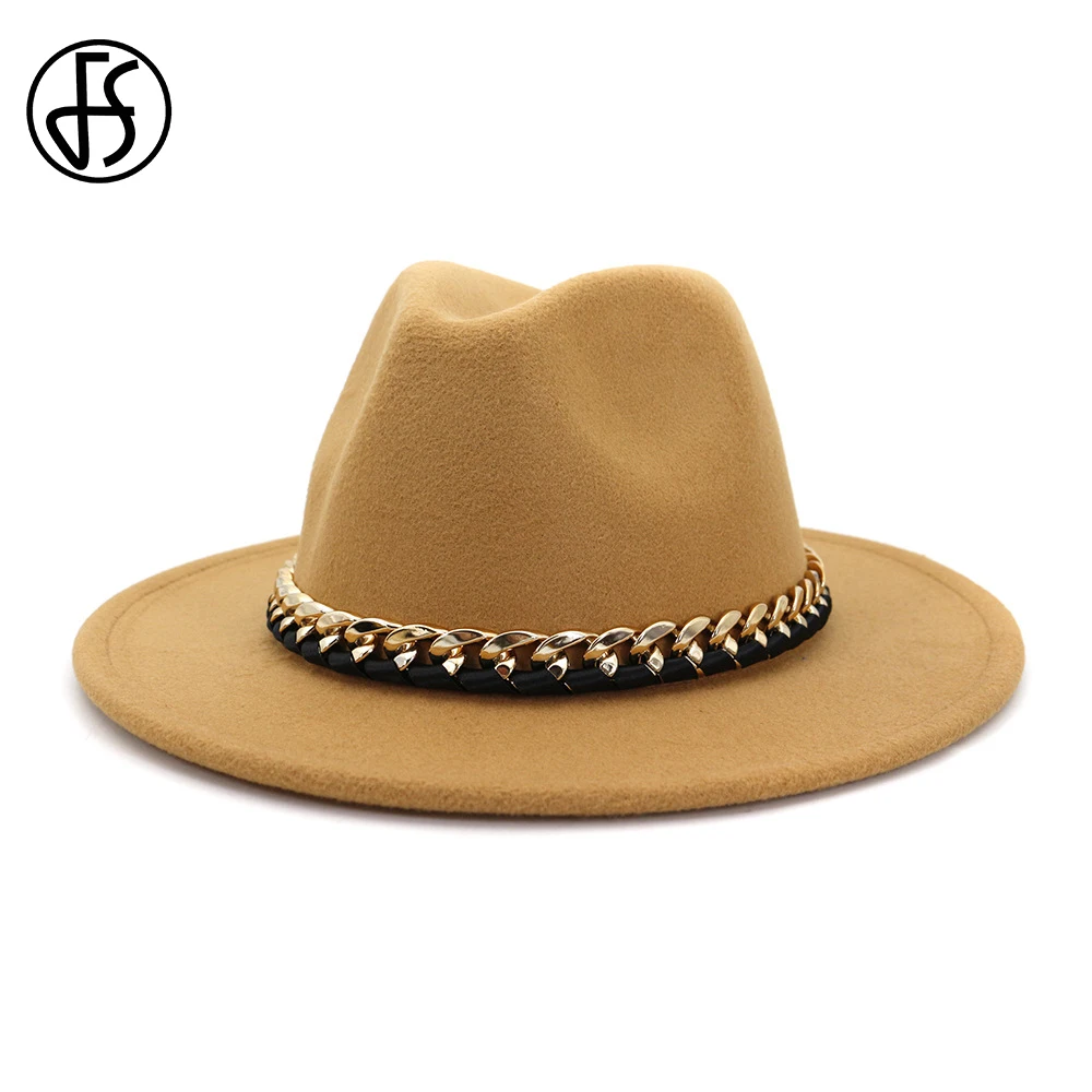 

Шляпа для женщин FS 2020, летняя фетровая шляпа с широкими полями и цепочкой, фиолетовая винтажная мужская фетровая шляпа Sombrero Hombre