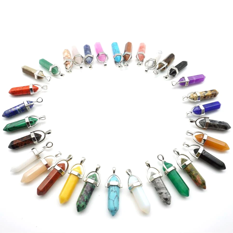 Горячая шестиугольная Призма кулон из натурального камня точка чакры целебные