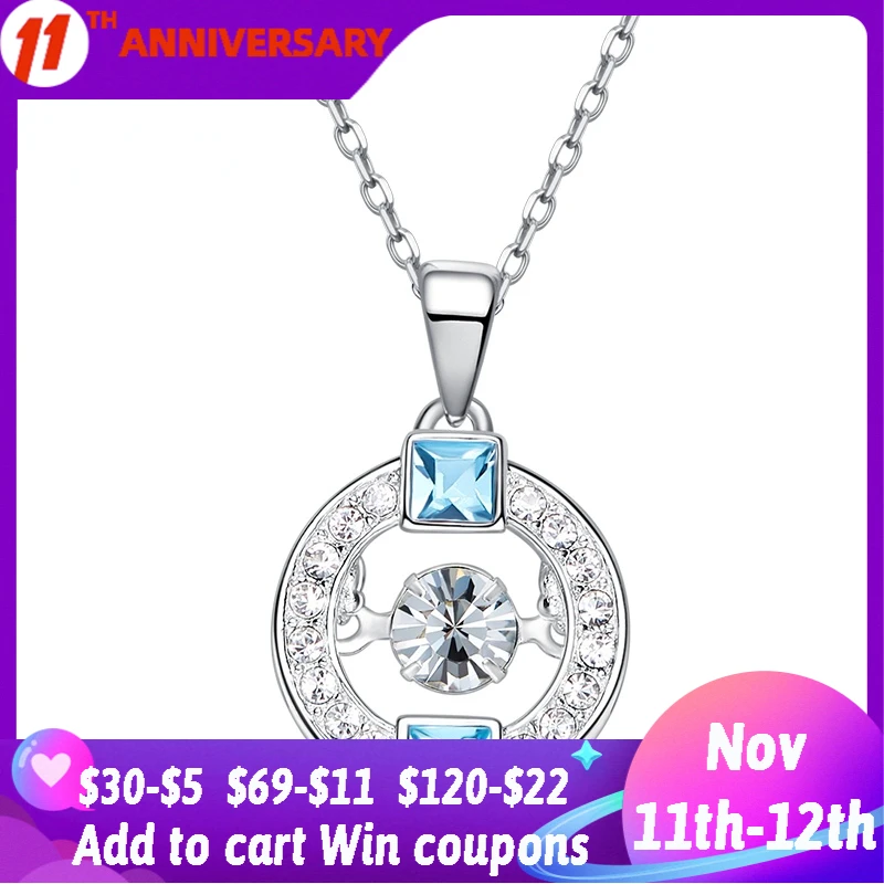 

Женское ожерелье из серебра 100% пробы с белыми и синими кристаллами