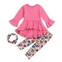 toddler kids baby girls clothes sets dress tops ruffles long sleeve letter print pants warm scarf outfits clothes set