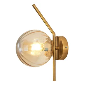 Nordic Bed Side E27 Led Wall Lamp Glass Wall Lighting Wall Scones For Corridor Painted Black / Plated Gold Metal Lamp Fixtures
