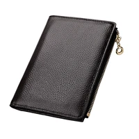 new genuine leather passport wallet vintage top layer cowhide travel organizer zipper purse fashion litchi pattern card holder