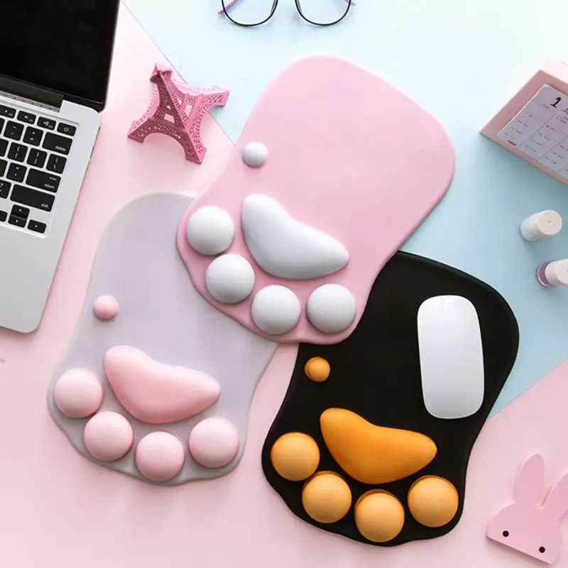 3D Мышь Pad мягкие силиконовые подушечки аниме милый кот Paw коврик нескользящий для