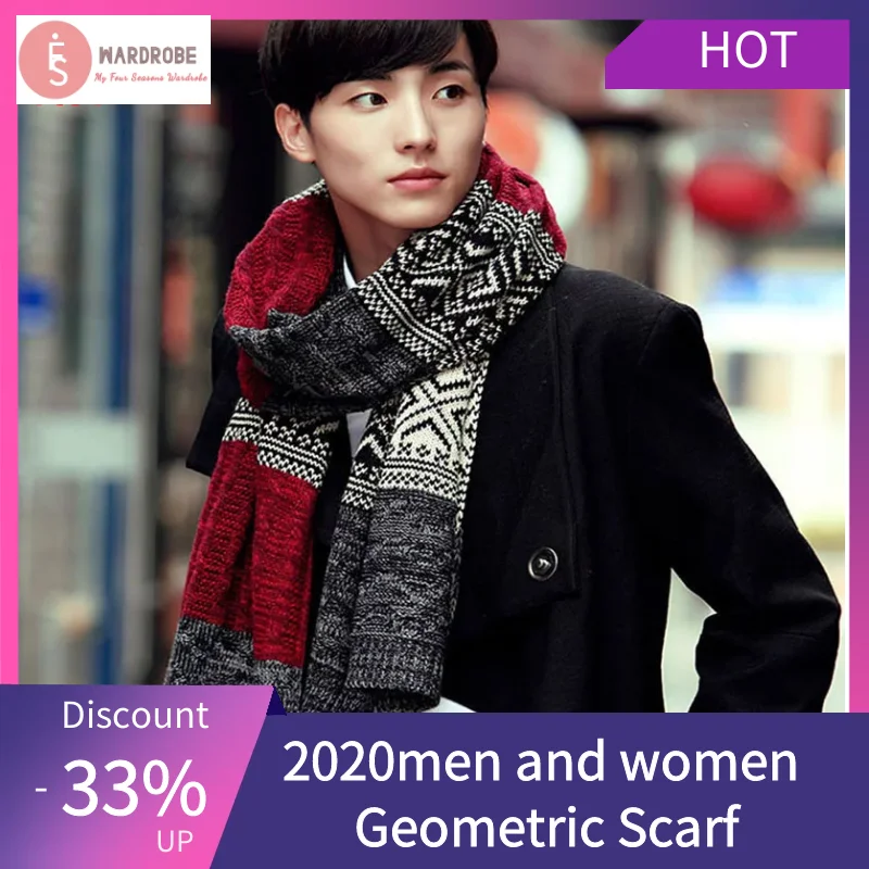 

KLV Winter Gentleman Men or Women Fashion Casual Shawl Wrap Muffler Geometric Scarf Assorted Color Scarves Warm 5 Colors