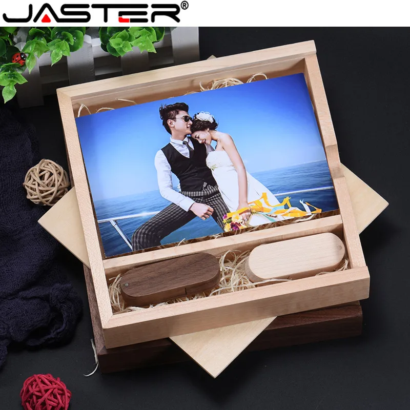 

JASTER Customized Photo Album Box 170*170*35mm USB 2.0 4GB 8GB 16GB 64GB 32GB Flash Drive Swivel Wooden Usb Memory Flash Stick