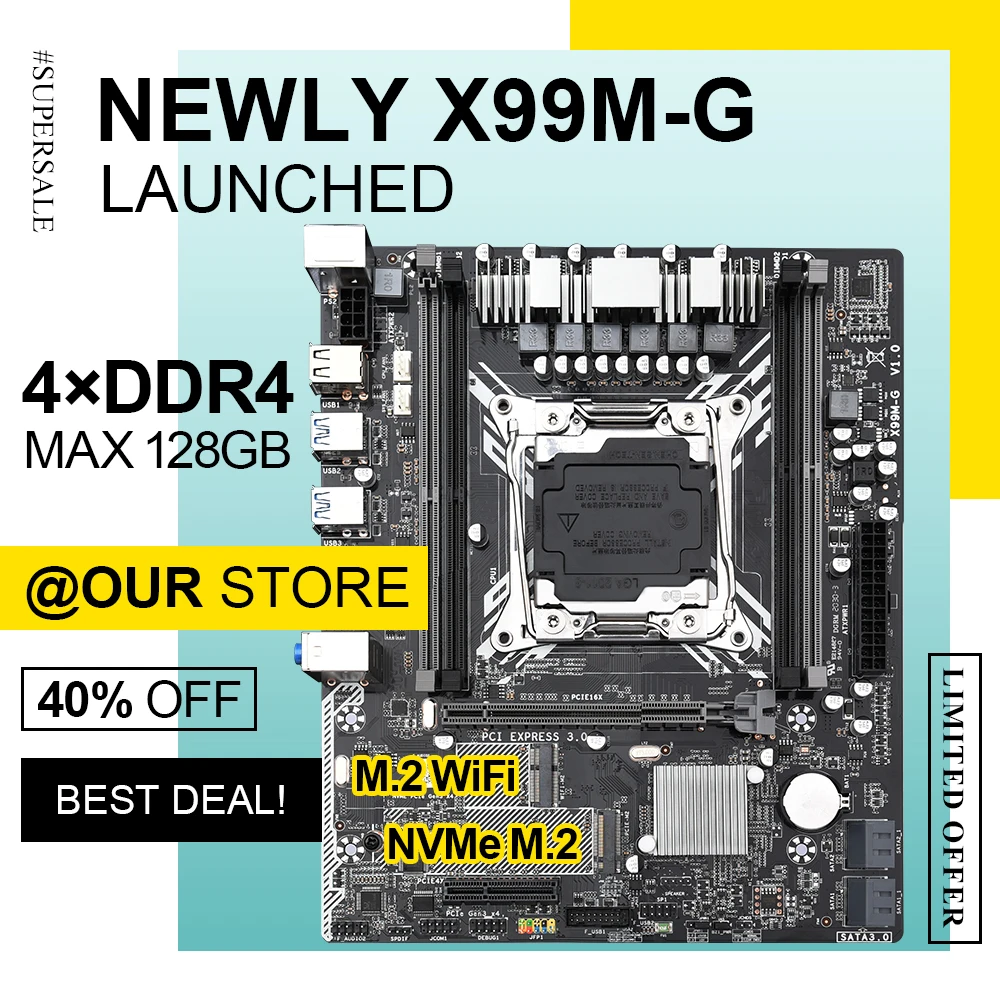 Материнская плата DAIXU X99 LGA 2011 3 с разъемом M.2 NVME поддержка Wi Fi двухканальный DDR4 ECC