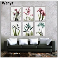 small fresh transparent flower canvas painting modern nordic plant wall art pictures for living room bedroom home decor posters