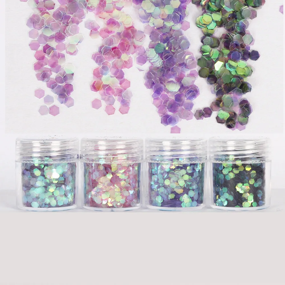 4pots Pink Purple Set Hexagon Glitters Bling Loose Sequins UV Resin Jewelry Fillings For Diy Crafts Tool Pigment | Украшения и
