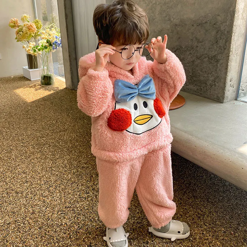 

Children Winter Onesie Pajamas Little Boy Thicken Hoodies Sleepwear Cute Anime Cartoon Jumpsuit Kids Korean Loose Warm Homewear