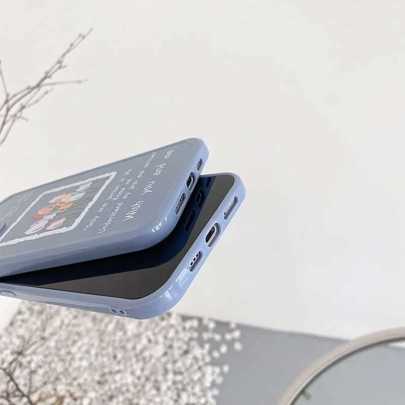 

Cute Flower Letter Phone Case For iPhone 12 11 Pro Max X XR XS Max 7 8 Plus Soft Silicone Camera Protection Back Cover