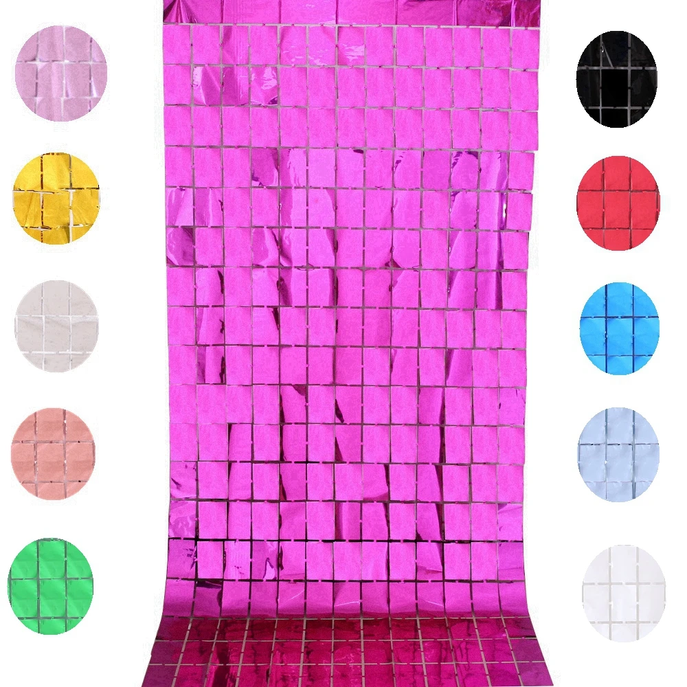 

Bright Square 1X2Meters Rain Silk Curtain Children's Birthday Wedding Festival Decoration Party Background Wall Layout Supplies
