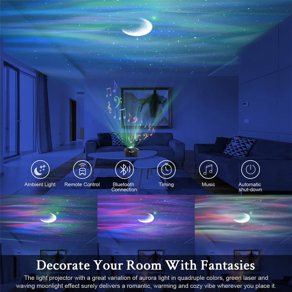 3in1 aurora moon star projector galaxy starry sky projector night light music speaker 3d moon projection lamp home decor gifts free global shipping