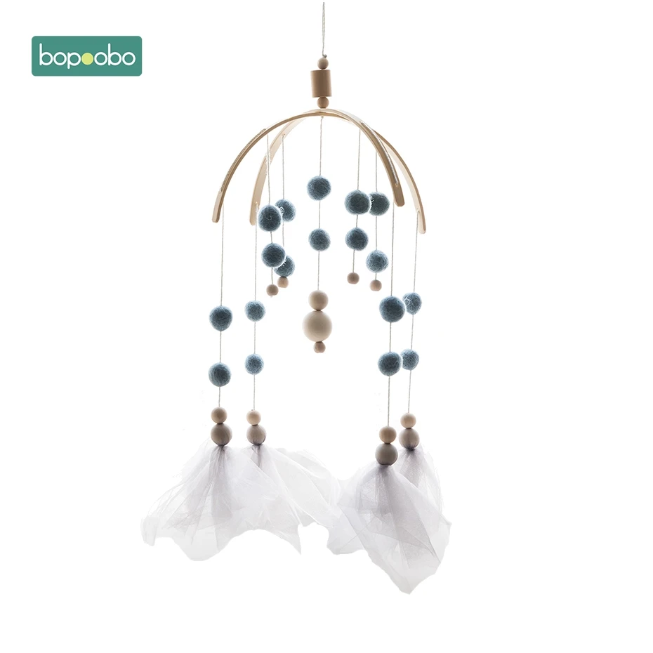 Gray Tassel Bopoobo 1 набор силиконовых бусин для малышей, передвижные погремушки для птиц из бука, гирлянда из шариков, детская кровать, подвесной декор, детские товары для кормления - Цвет: Gray Tassel