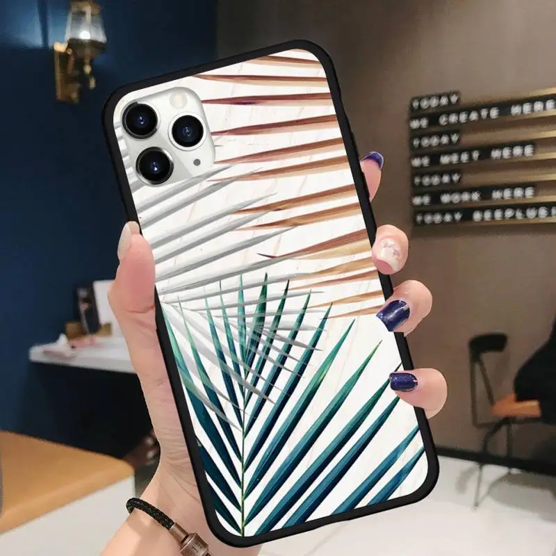 

Vintage flower banana leaf Phone Case for iPhone 11 12 pro XS MAX 8 7 6 6S Plus X 5S SE 2020 XR Soft silicone Cover Funda Shell