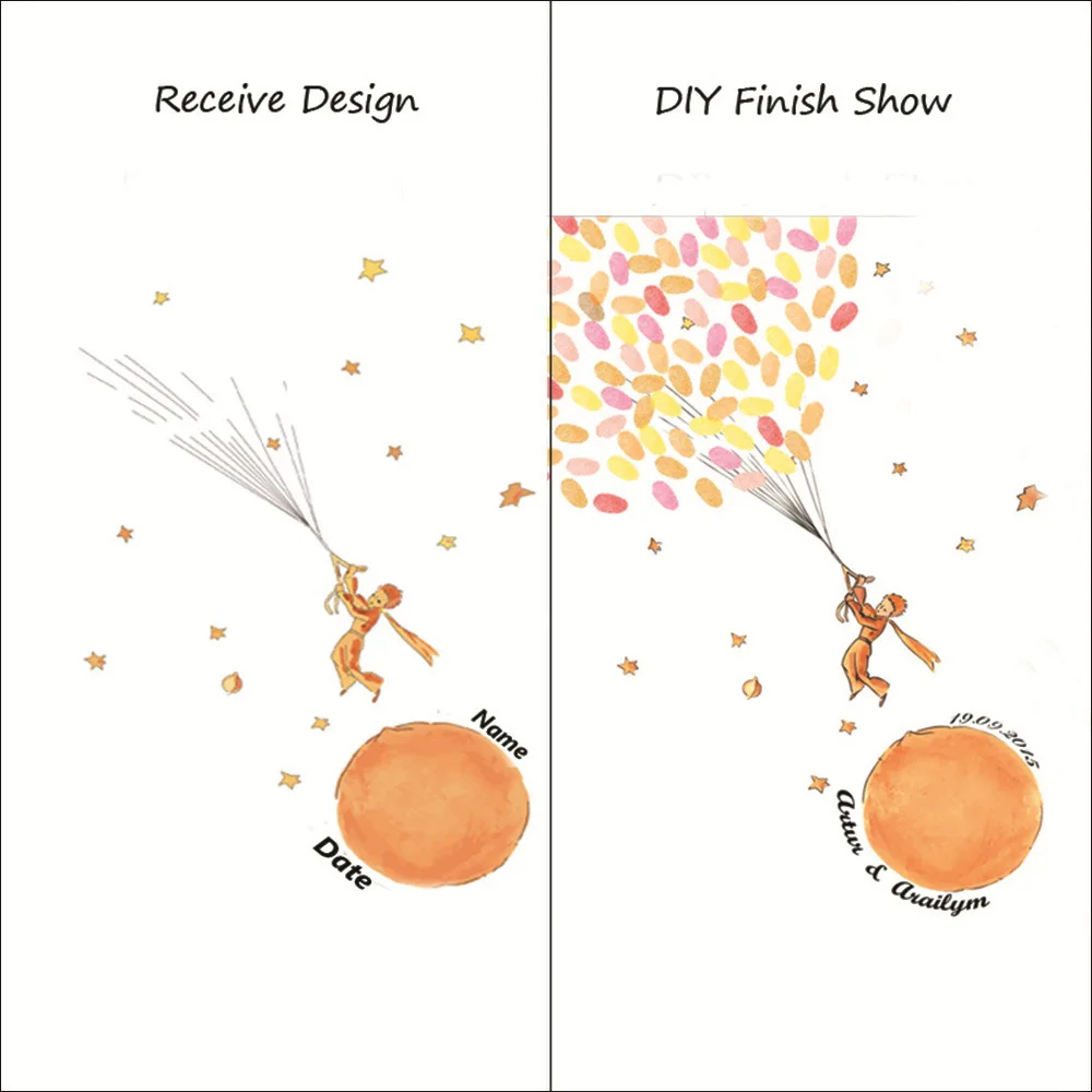 Персонализированные Имя Дата отпечаток пальца Дерево DIY Свадебное дерево холст