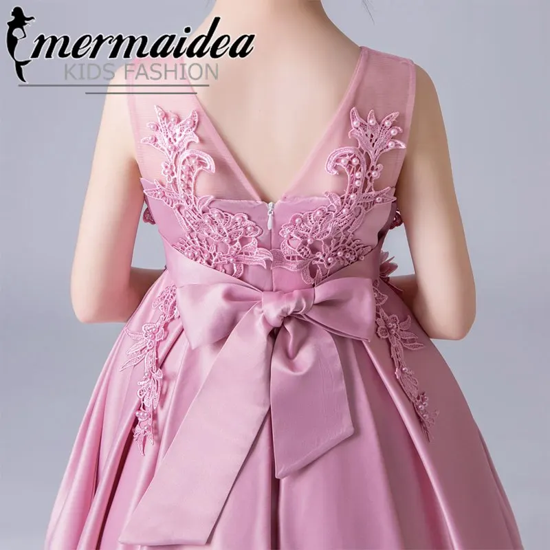 Платье со шлейфом и цветочным рисунком детское платье принцессы для девочек