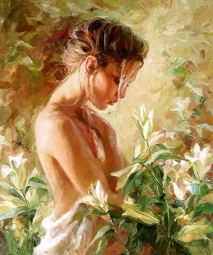 

DIY 40X50 Oil Painting By Numbers Beautiful Lily girl paint by numbers On Canvas Home Decor Digital Painting chrismas