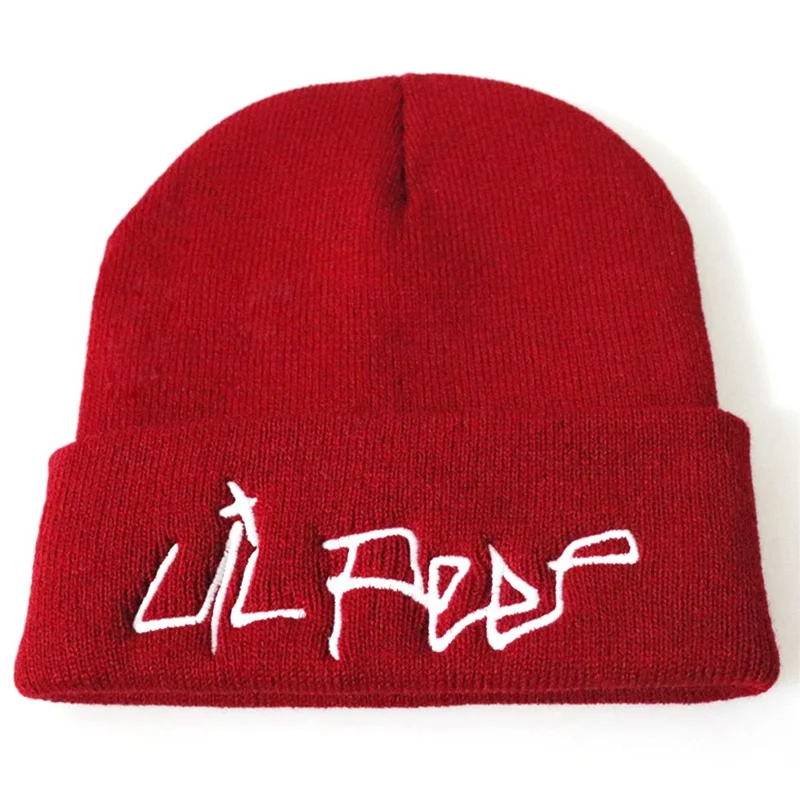 Lil Peep Beanie с вышивкой Love lil. peep Мужская и женская вязаная шапка вязанные шапочки Skullies теплая зимняя унисекс Лыжная хип-хоп шапка - Цвет: RD1