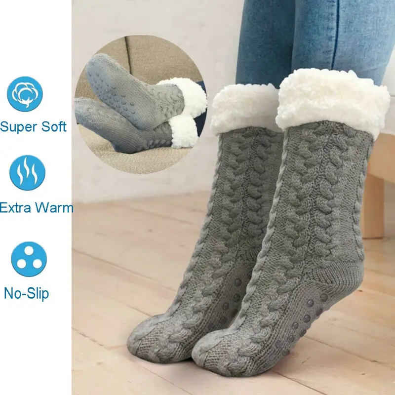 

Новые женские носки, мягкие толстые флисовые теплые Нескользящие тапочки, домашние носки для пола для кровати, зимние теплые мягкие толстые...