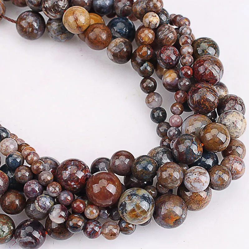 Natural Gem Stone Beads Pietersite Smooth Round Loose 4 6 8 10 12MM DIY For Bracelet Jewelry Making Wholesale | Украшения и