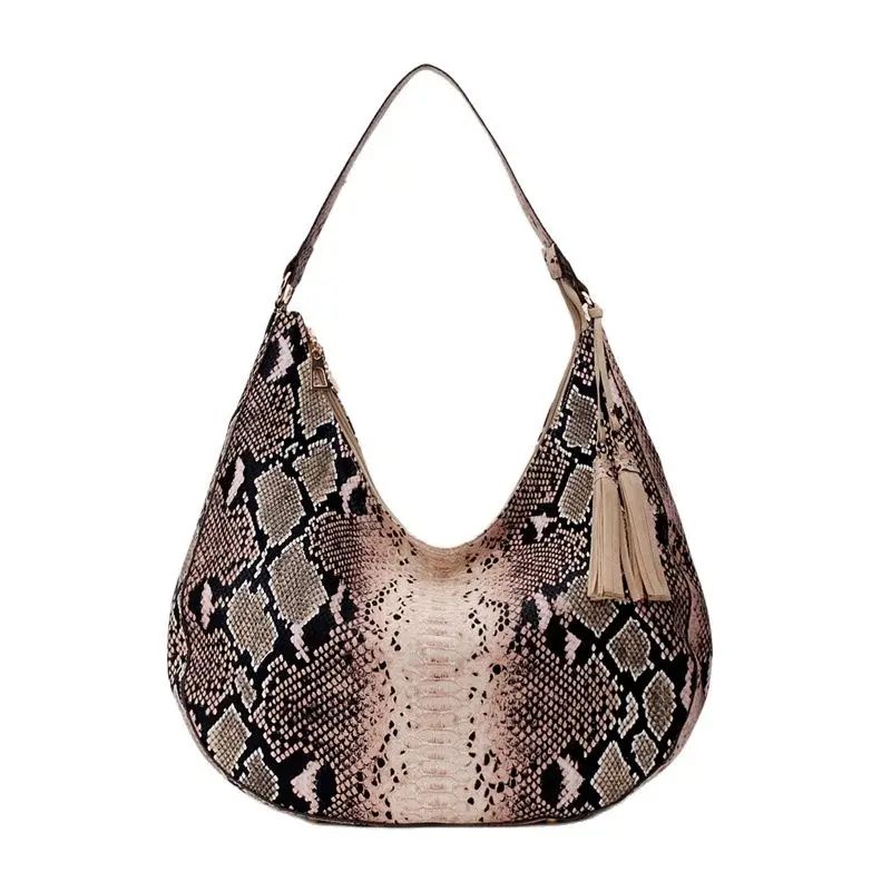 

Women's Shoulder Bags Fashion Snake Print Big Vintage Large Hobo Brown Ladies Handbags