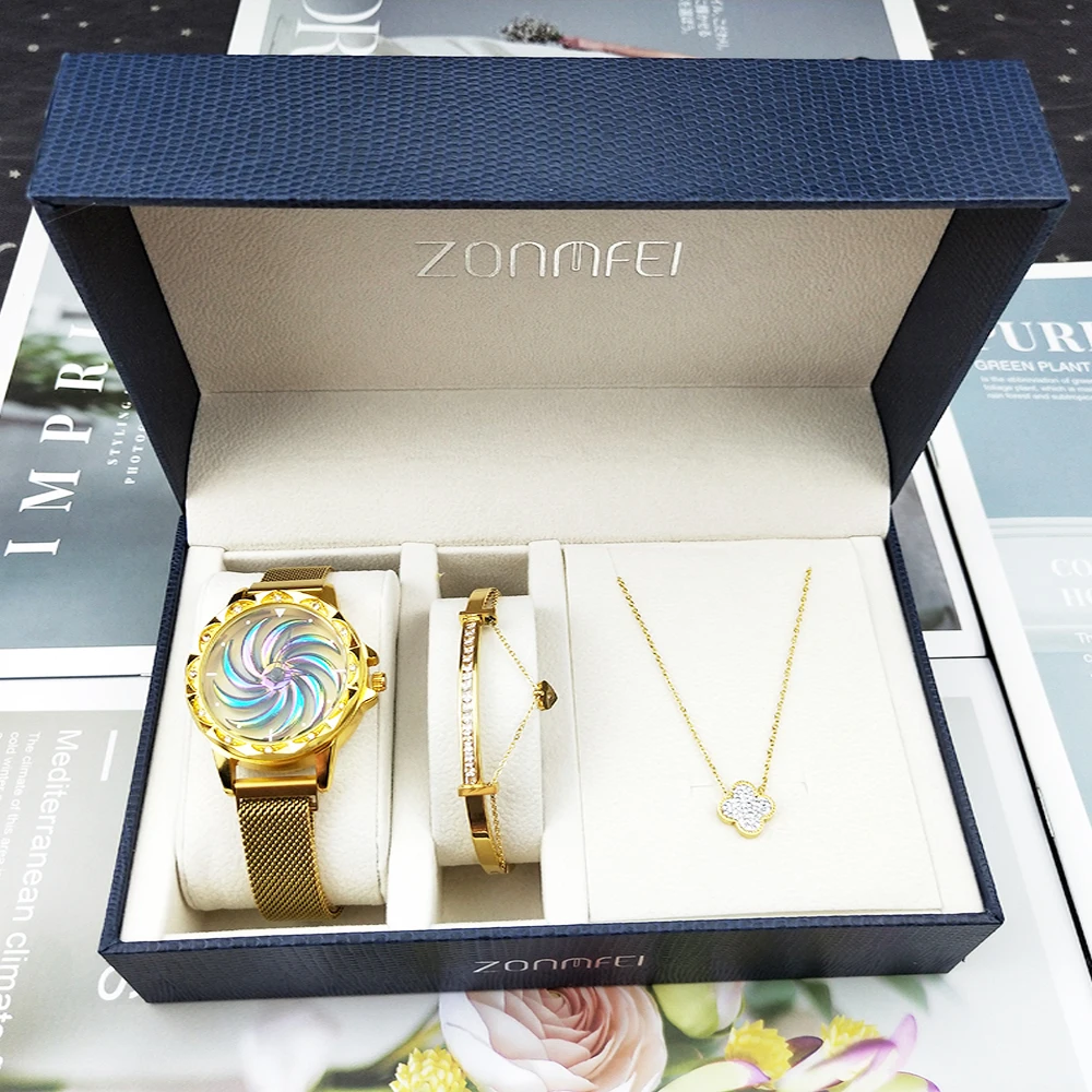 3 шт. Наручные часы для женщин Подарочные коробки подвижные циферблат Модный