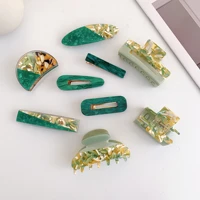new arrival green temperament grip french fresh olive splicing acetic acid hairpin shark claw for women