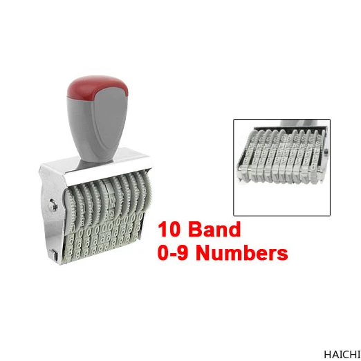 

Office 10 Band 5mm x 3mm Rubber 0-9 Numbers Numbering Stamp Gray Red