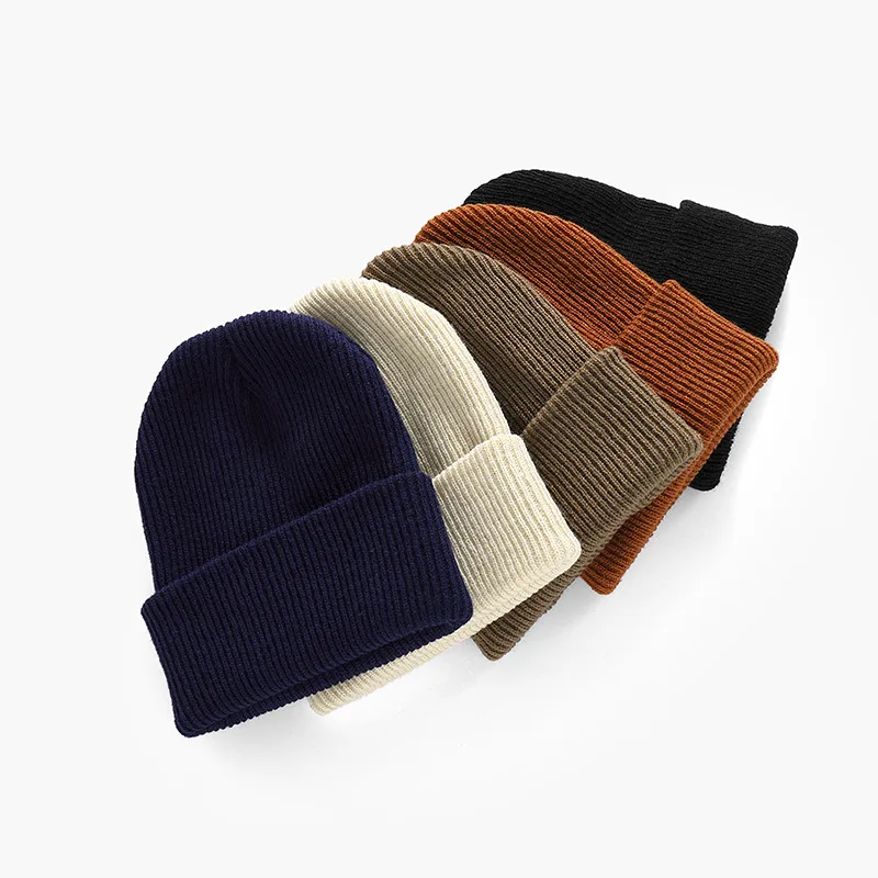 

Brimless Hat Fashion Winter Hat Beanie Winter Skullies Beanie Unisex Solid Warmer New Bonnet Curled Edge Knitted Cap Women Cap
