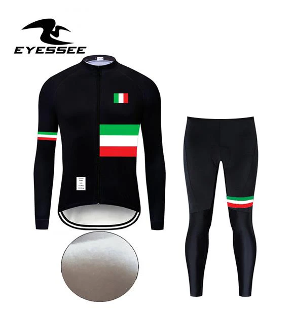Long suit Eyessee Зимняя Теплая Флисовая итальянская одежда для велоспорта Мужская велосипедная Джерси Набор Ropa Ciclismo Invierno Велосипедное трико костюм - Цвет: Long suit