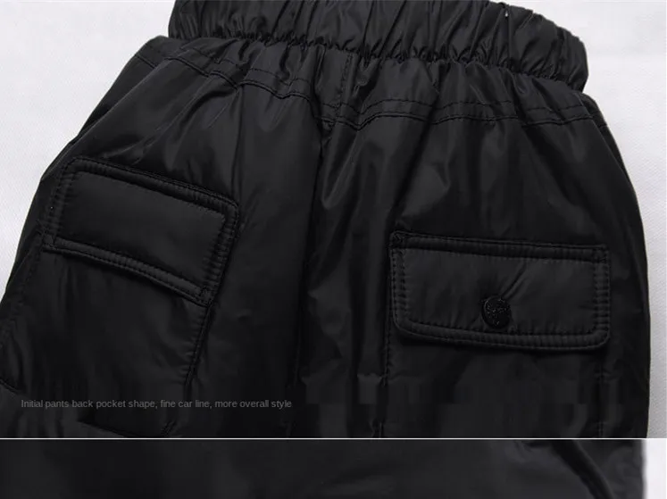 

New children's down padded jacket boys pants girls kids warm trousers windproof and waterproof children snow pants