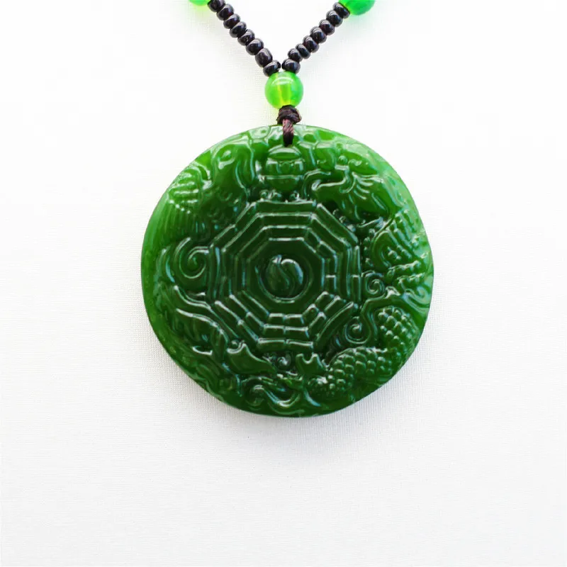 

Natural Green Jade Dragon Phoenix Gossip Pendant Necklace Chinese Carved Charm Jewelry Fashion Amulet for Men Women Lucky Gifts