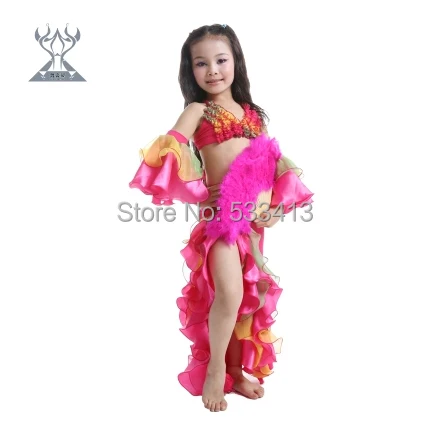 Костюм детский для танца живота приталенный молочный шелк костюм из трех