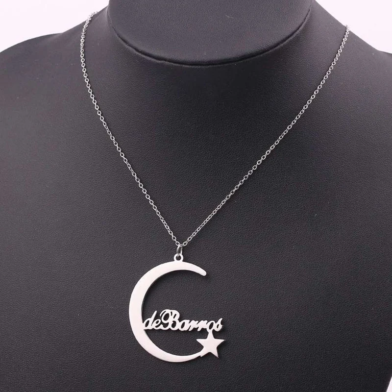 

Cazador Exquisite Cute Moon Star Pendant Custom Name Necklace Stainless Steel For Women Jewelry Anniversary Gift