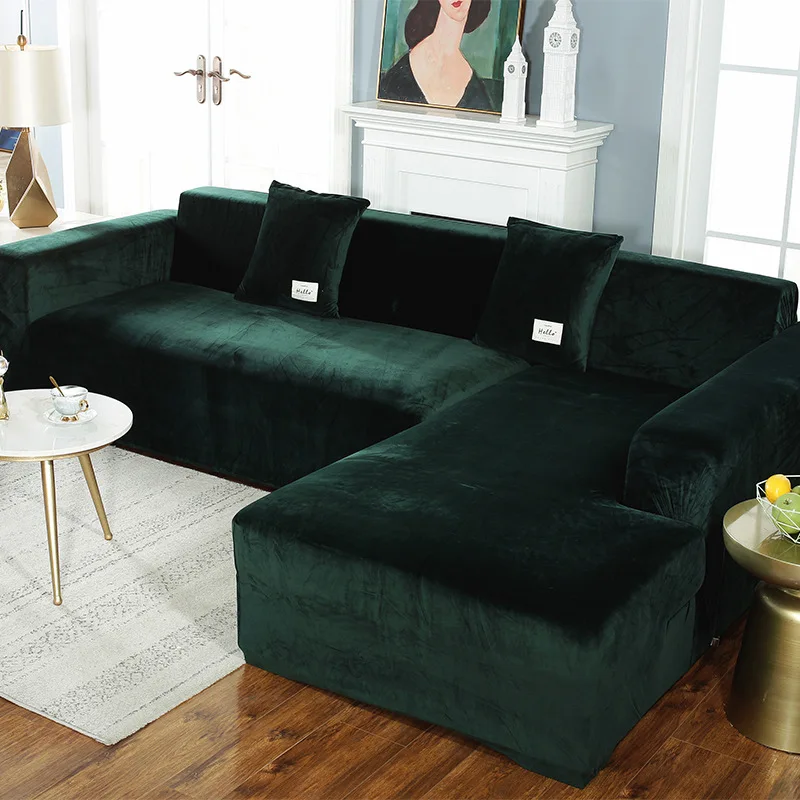 

Plush Sofa Cover Velvet Elastic Leather Corner Sectional For Living Room Couch Covers Set Armchair Cover 1/2/3/4 Seat Slipcovers