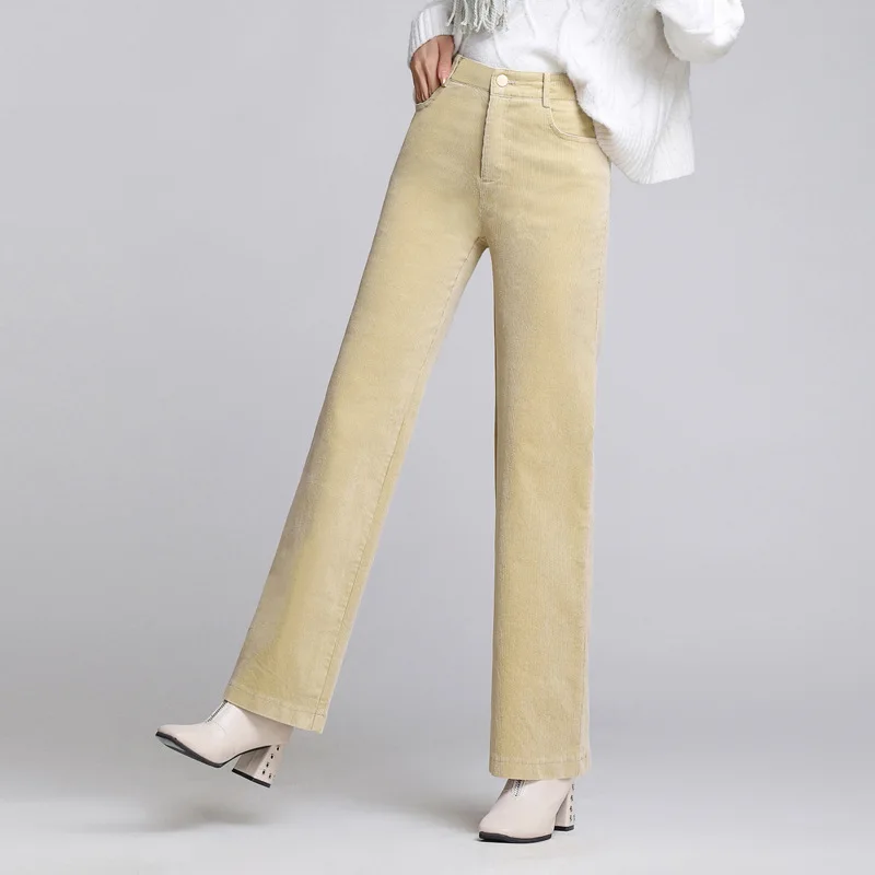 

Женские вельветовые брюки, утепленные офисные брюки с драпировкой, с высокой талией, свободного покроя, для зимы, 2020