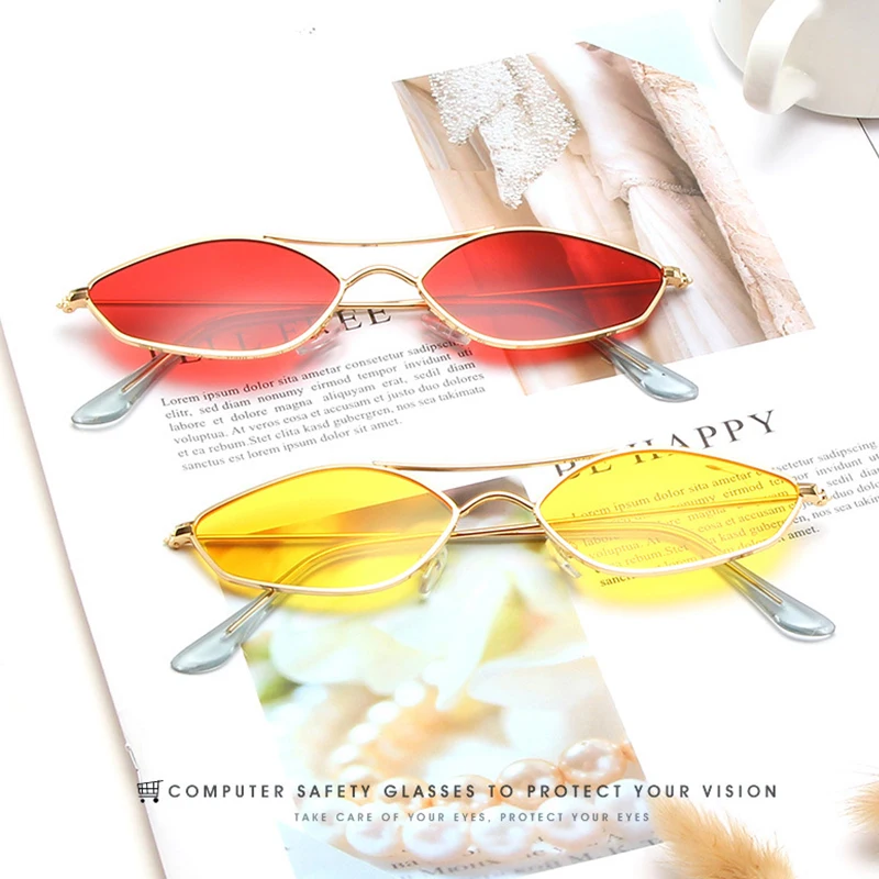 Vintage clear sunglasses women New Metal Frame 2019 pink Transparent yellow lens glasses green brand designer woman | Аксессуары для