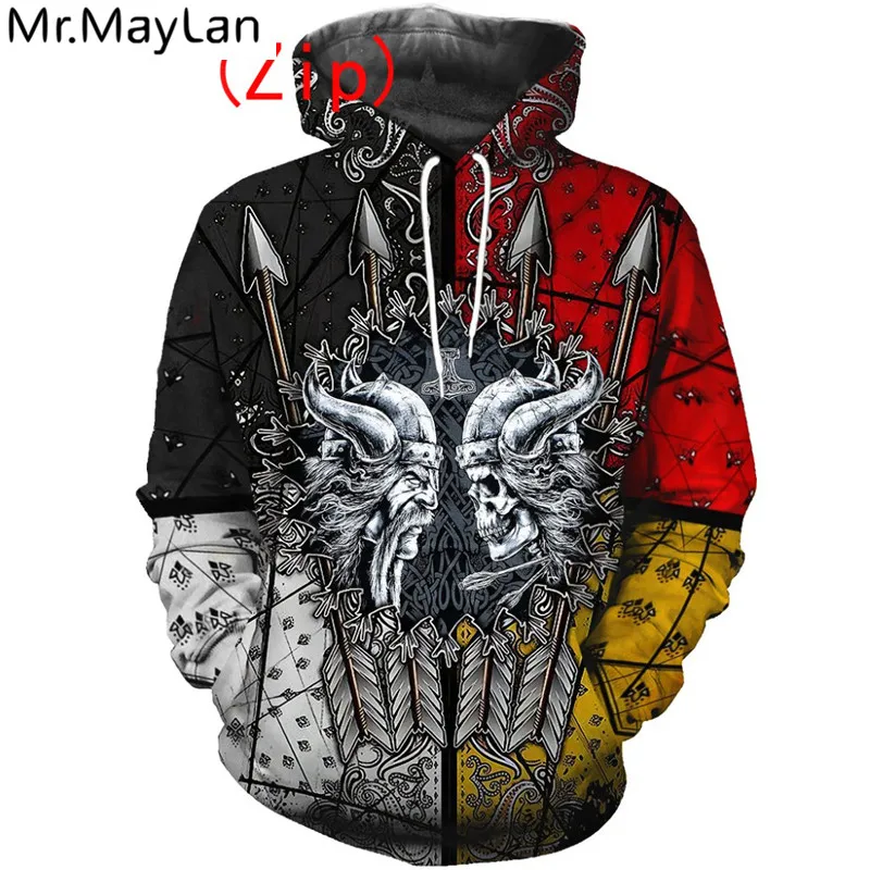 

Custom Viking Odin Tattoo 3D Printed Unisex Hoodies Harajuku Fashion Hooded Sweatshirt Autumn Winter Casual Zip Jacket-A106