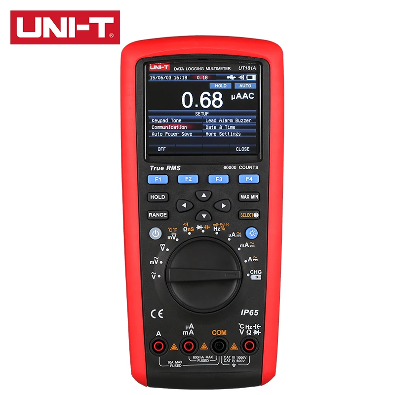 UNI T Цифровой мультиметр UT181A запись данных 20000 Cpture True RMS фильтр нижних частот