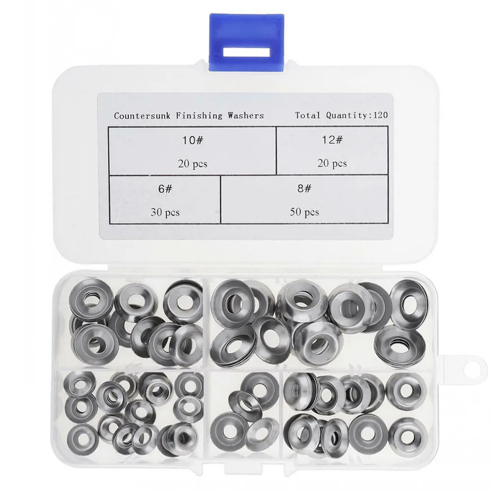 

120pcs Set Fisheye Gasket 6-12Elastic Hollow Kits Stainless Steel Washer