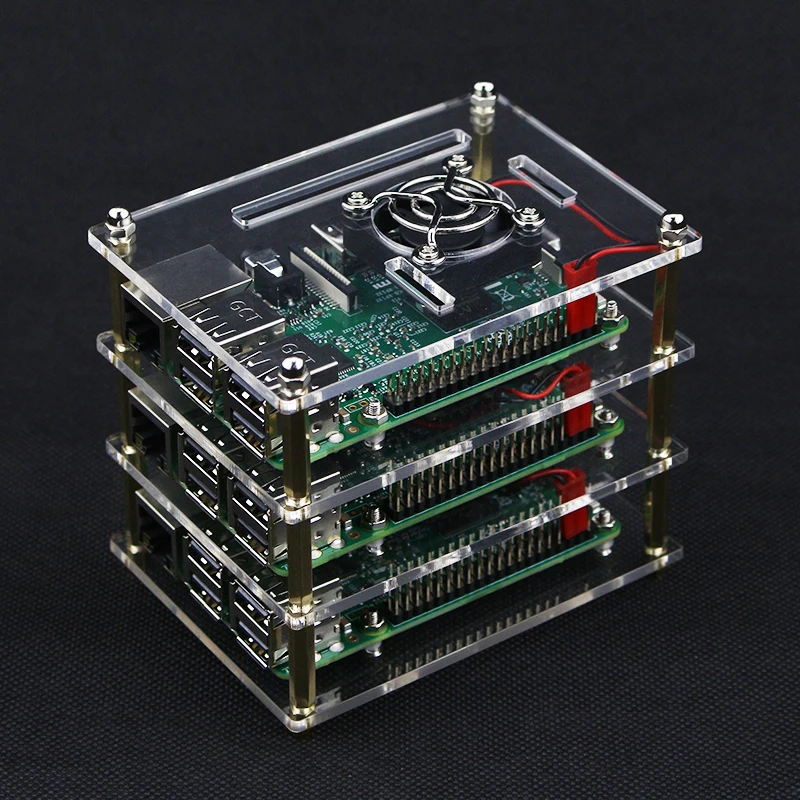 Чехол для Raspberry Pi 4 чехол 5 6 7 8 9 10 слоев акриловый + охлаждающий вентилятор с
