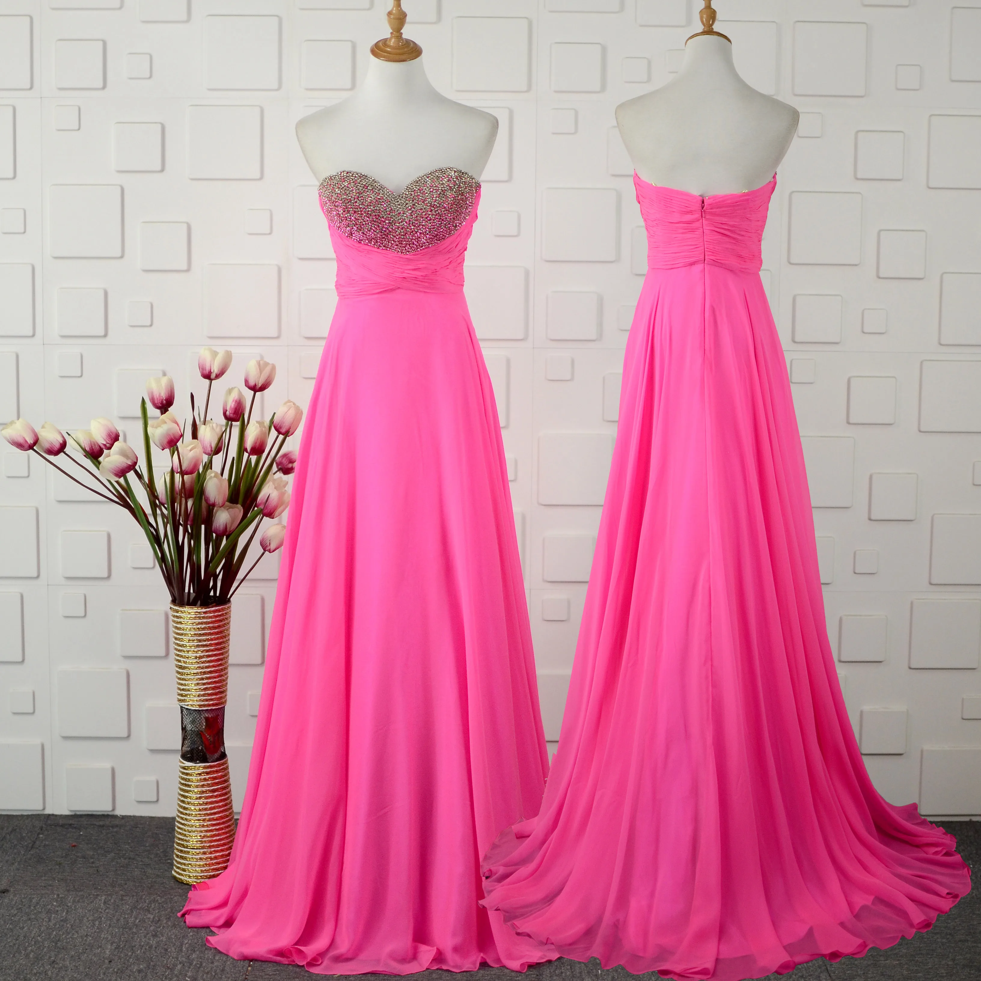 

Rose Red Beads Evening Dresses 2021 A Line Sweetheart Floor Length Evening Gowns for Women