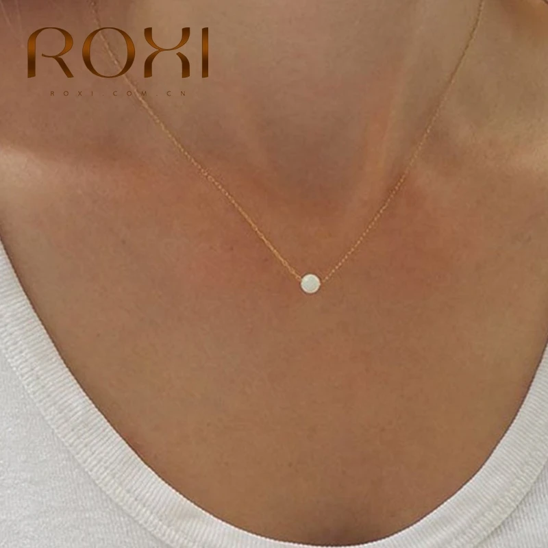 ROXI Белый огненный опал колье золотая цепочка ожерелье маленькая круглая